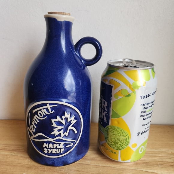 Blue Jug Stoneware Vermont Pottery Cork Syrup Bottle - Picture 7 of 9